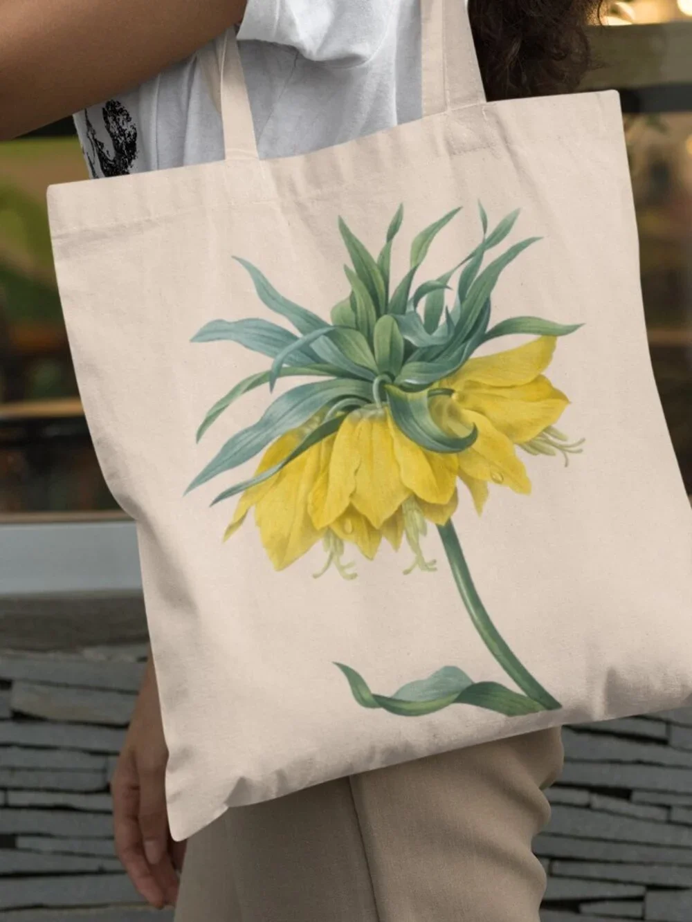 Crown Imperial Vintage Floral Print Graphic Canvas Tote Bag